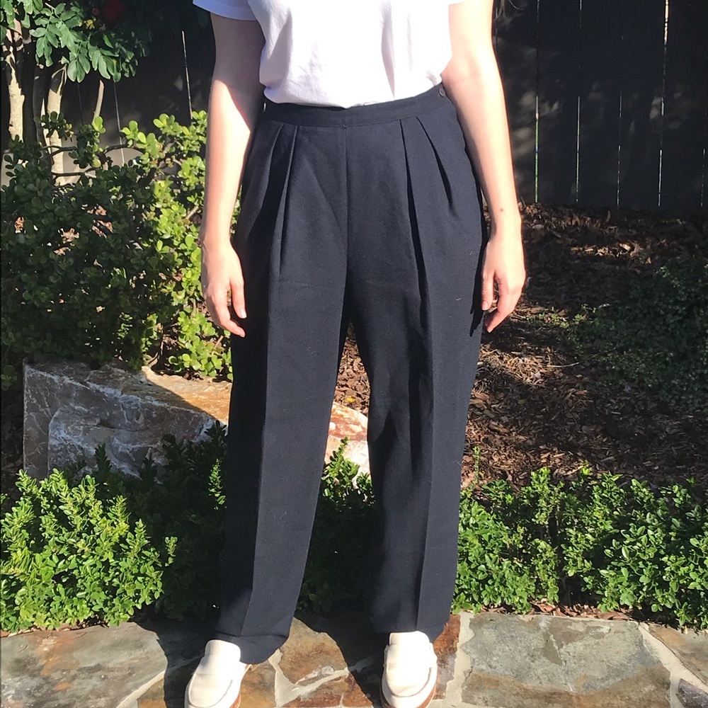 Vintage Jones New York Navy Blue Wool Trousers